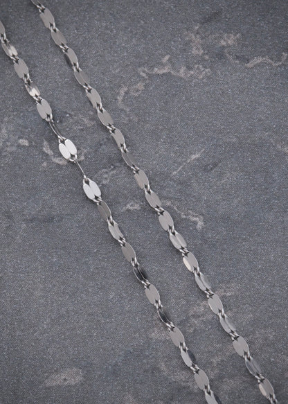 Cadena flor espejo 1.05gr / Largo 50cm / Oro Blanco italy +3 P