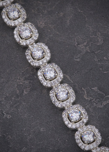 Pulso tenis con swarovski blanco 20.15gr / Largo 16.5cm / Plata M