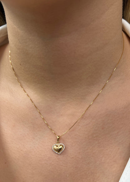 Dije Corazon con swarovski blanco 1.3gr / Largo 1.6cm / Oro Amarillo Nac M