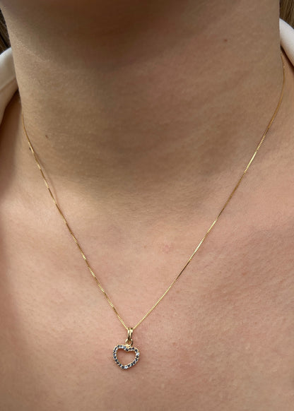 Dije corazon con swarovski azul 0.9gr / Largo 1.5cm / Oro Amarillo Nac M