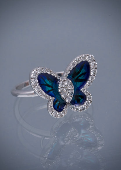 Anillo Mariposa con 44pts de diamantes 4gr / TALLA 6 1/2 / Oro Blanco (Joya) M
