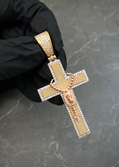 Dije Cruz con Virgen de Guadalupe 10.6gr / 5.8cm / 27mm — Dos Oros