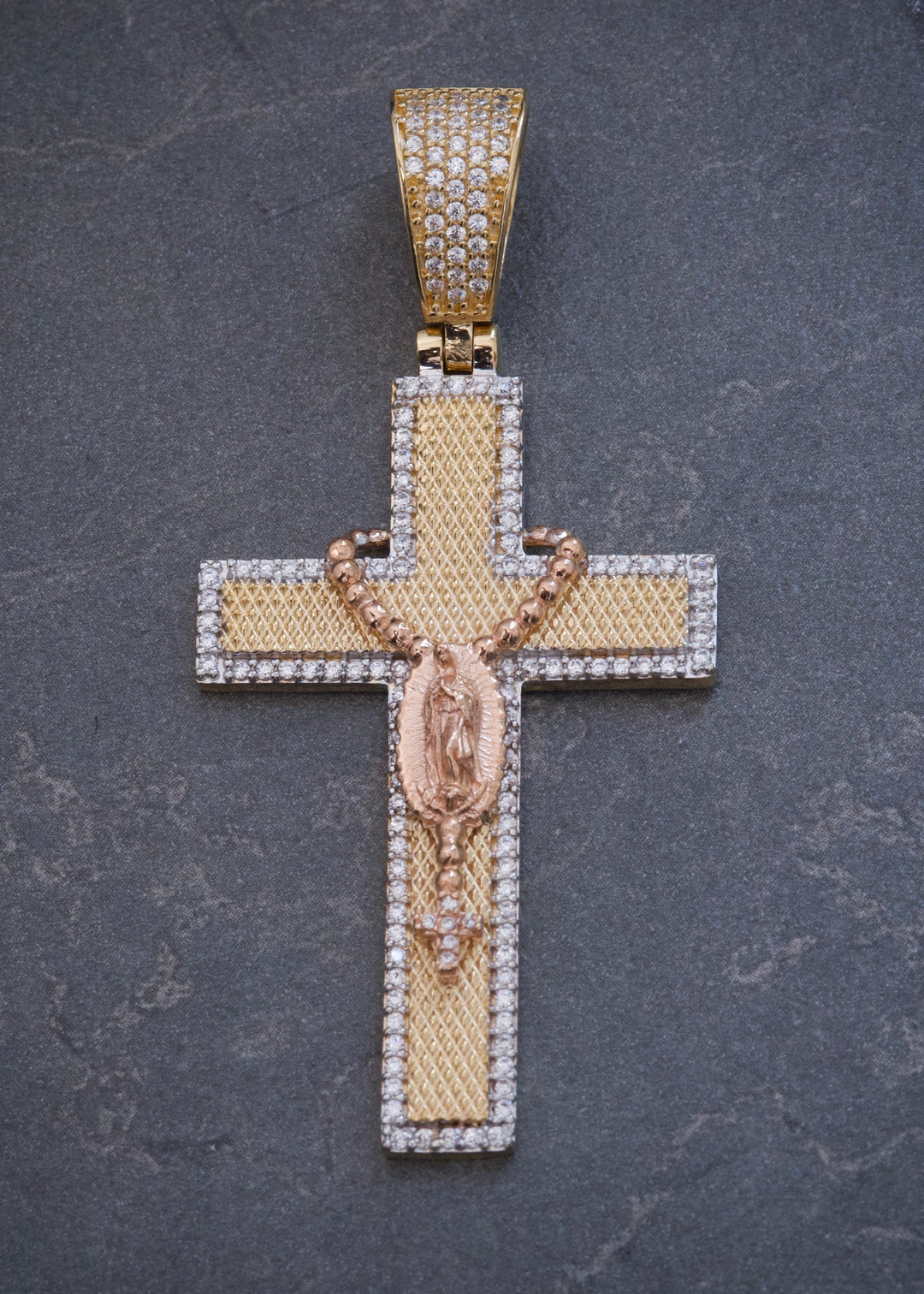 Dije Cruz con Virgen de Guadalupe 10.6gr / 5.8cm / 27mm — Dos Oros