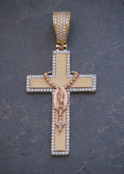 Dije Cruz con Virgen de Guadalupe 10.6gr / 5.8cm / 27mm — Dos Oros