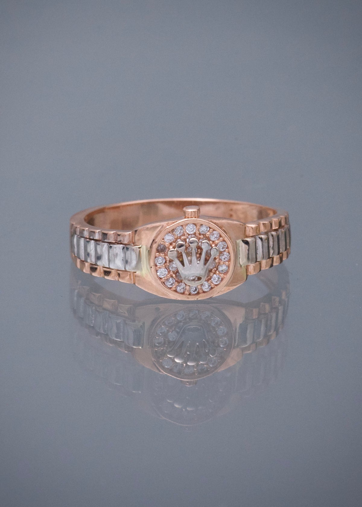 Anillo Rx con Swarovski Blanco 3.9gr / Talla 9 1/4 — Dos Oros