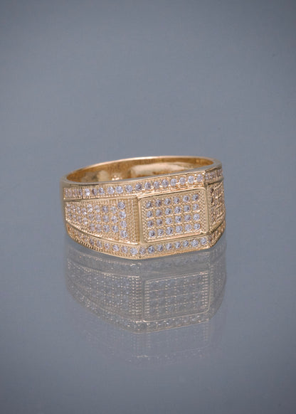 Anillo con Swarovski Blanco 5.7gr / Talla 9 1/4 — Oro Amarillo