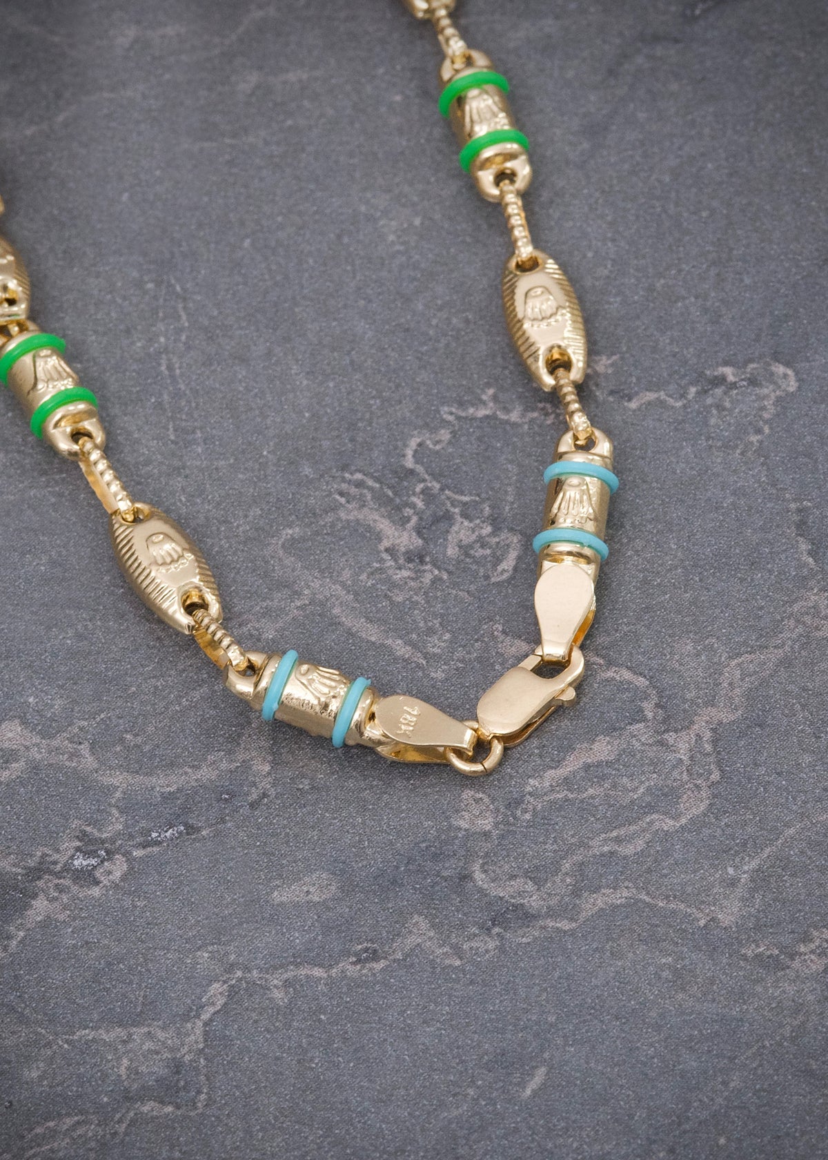 Cadena Rx con Cauchos Multicolor 14gr / 60cm / 4.6mm — Oro Amarillo