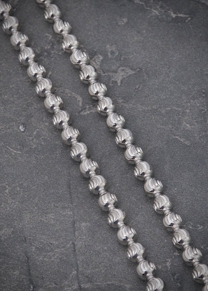 Cadena militar diamantada luna 4mm 25.45gr / Largo 60cm / Oro Blanco Nac B