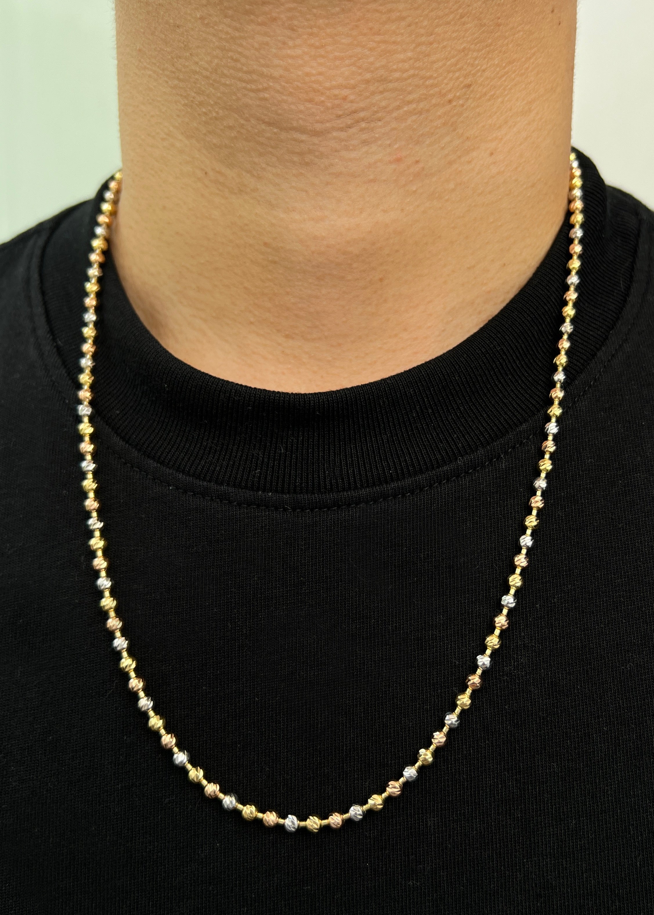 Cadena militar diamantada luna 4mm 28.5gr / Largo 60cm / Tres Oros Nac B