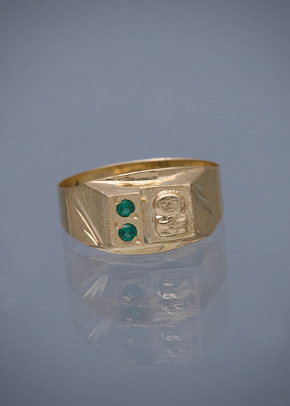 Anillo con Swarovski Verde 2.25gr / Talla 8 — Oro Amarillo
