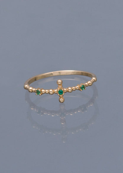 Anillo con Swarovski Verde 1.25gr / Talla 7 — Oro Amarillo