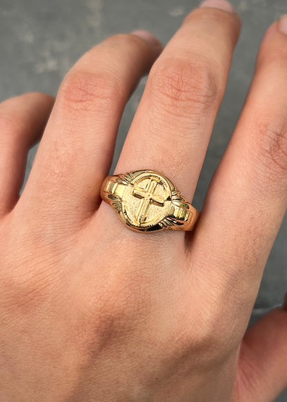 Anillo Cruz 2.2gr / Talla 10 3/4 — Oro Amarillo