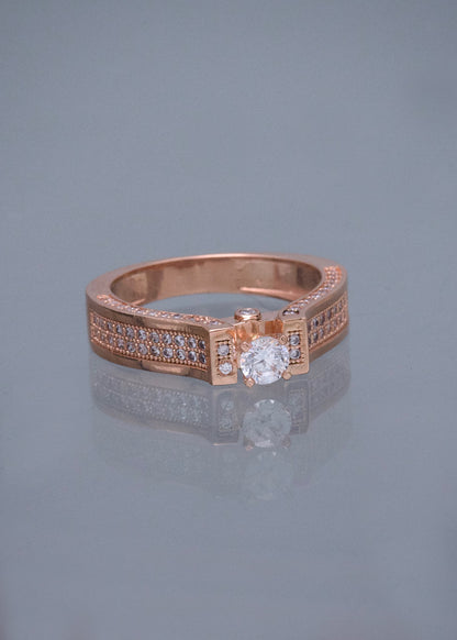 Solitario con Swarovski Blanco 5.2gr / Talla 7 — Oro Rosado
