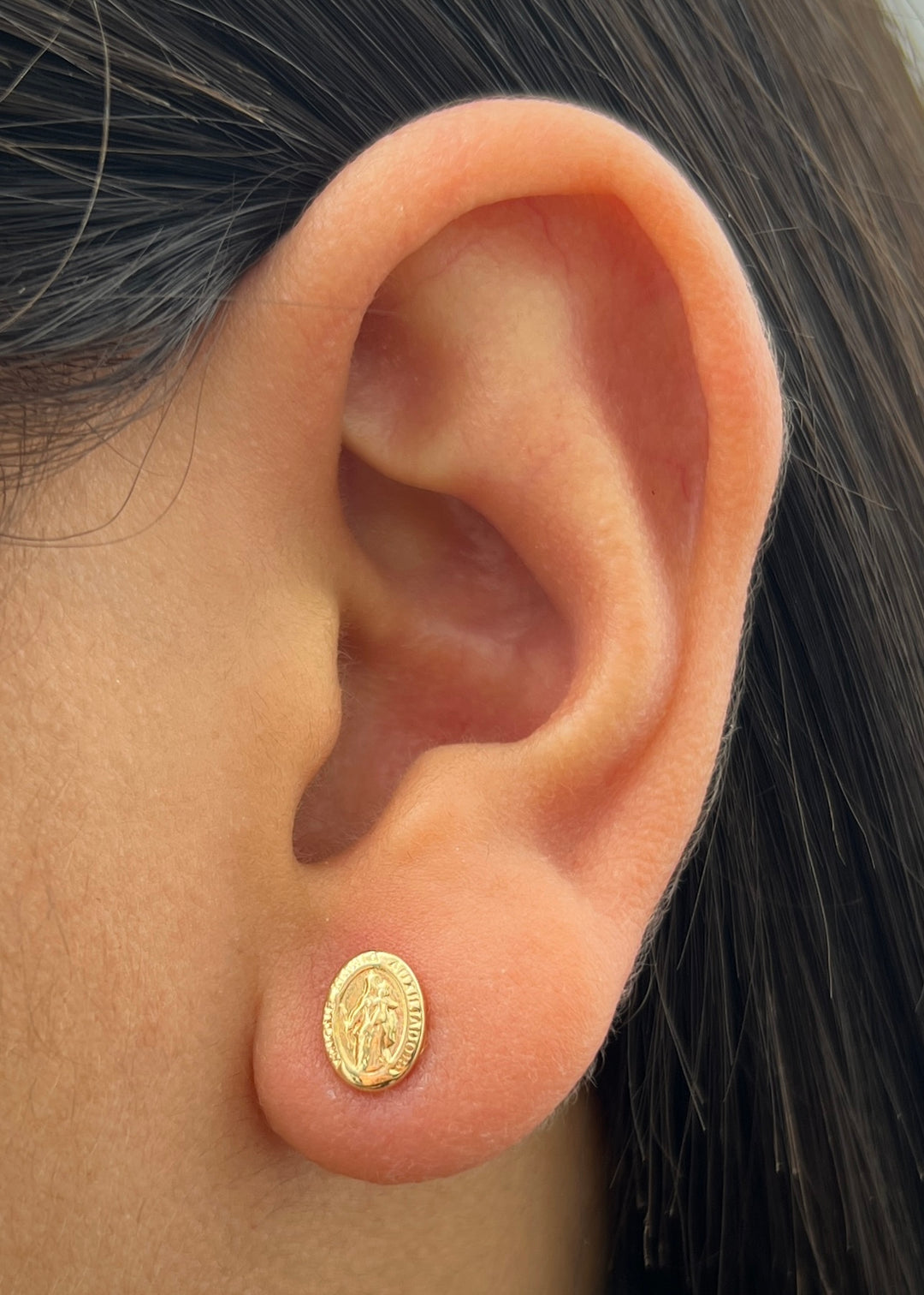 Topos Virgen Maria Auxiliadora 0.75gr / 0.8cm / 6mm — Oro Amarillo