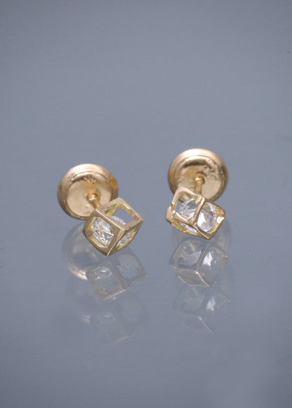 Topos Cuadrado con Swarovski Blanco 0.8gr / 5cm / 0.5mm — Oro Amarillo