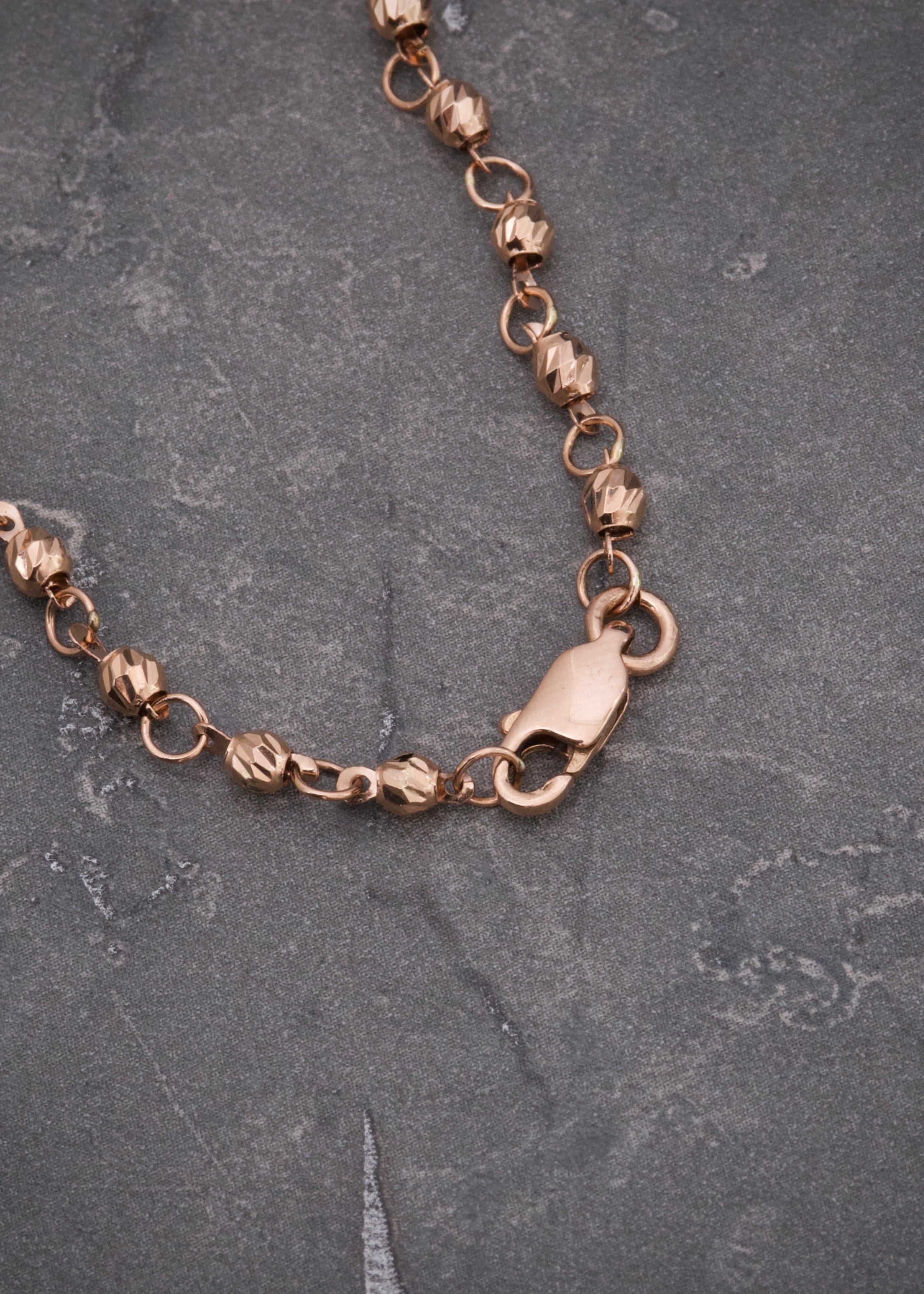 Rosario virgen de la milagrosa diamantado 7.7gr / Largo 50cm / Oro Rosado Nac M