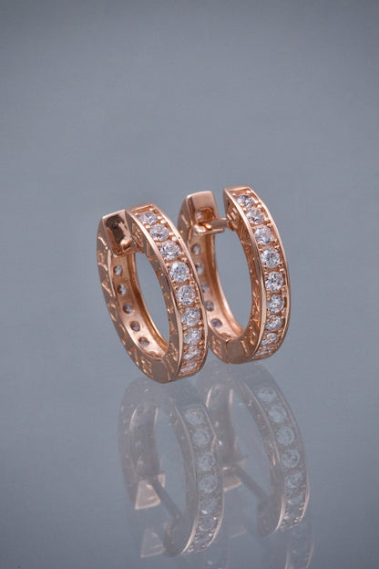 Candongas Bv con Swarovski Blanco 4.45gr / 1.6cm / 3mm — Oro Rosado