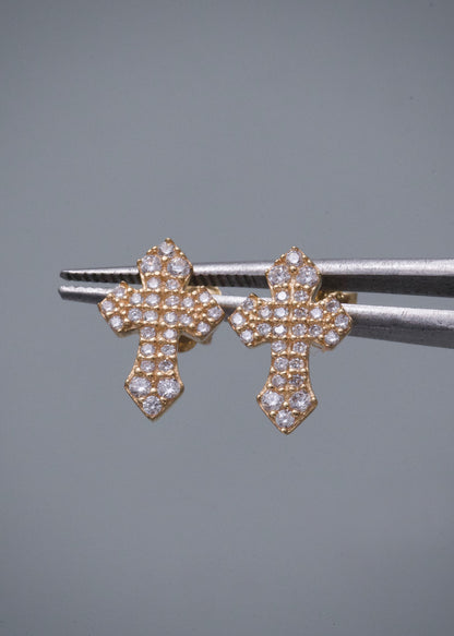 Topos Cruz con Swarovski Blanco 1.95gr / 1.2cm / 8.4mm — Oro Amarillo