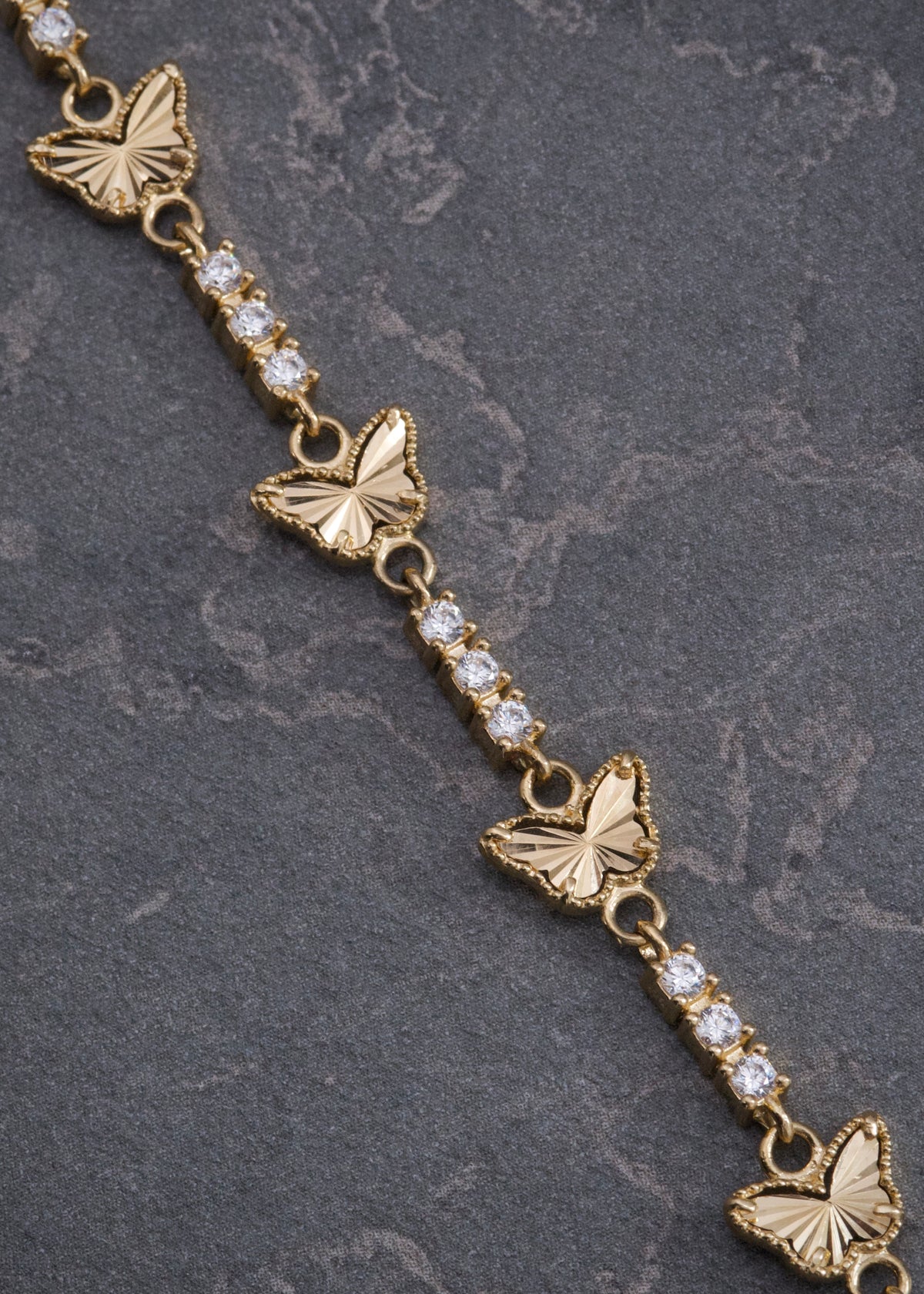 Pulso Mariposa con Swarovski Blanco 8.1gr / 18cm / 8.3mm — Oro Amarillo