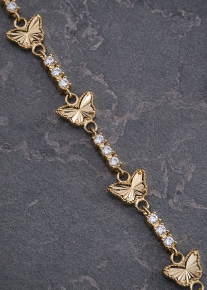 Pulso Mariposa con Swarovski Blanco 8.1gr / 18cm / 8.3mm — Oro Amarillo
