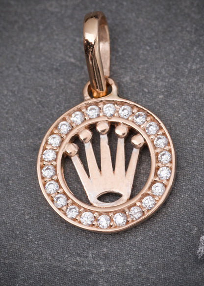 Dije corona rx 1.4gr / Largo 1.8cm / Oro Rosado Nac B