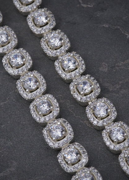 Cadena tenis con swarovski blanco 47.05gr / Largo 40cm / Plata B