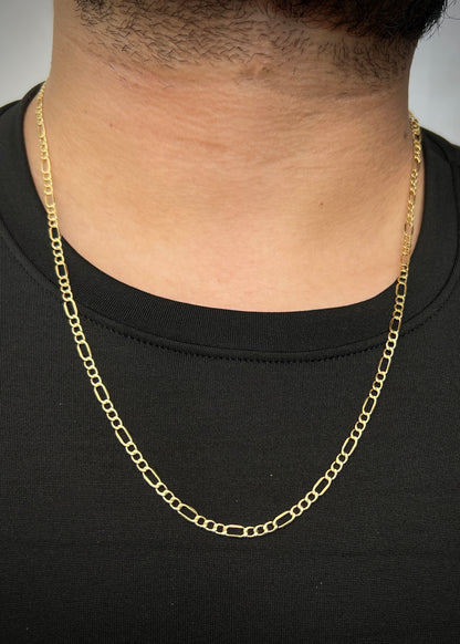 Cadena Figaro 4.5gr / 60cm / 3.4mm — Oro Amarillo