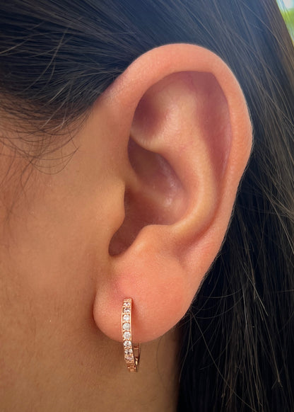 Candongas con Swarovski Blanco 2.1gr / 1.4cm / 2.1mm — Oro Rosado