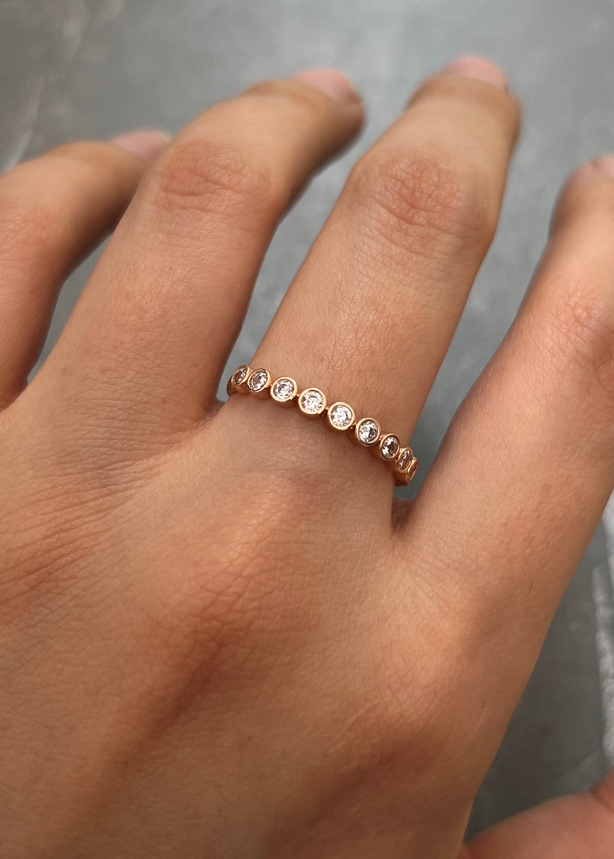 Anillo con Swarovski Blanco 1.7gr / Talla 7 1/4 — Oro Rosado