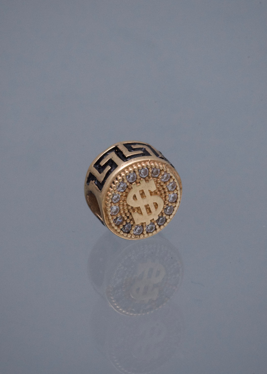Herraje Signo Peso con Swarovski Blanco 1.7gr / 0.8cm / 8mm — Oro Amarillo