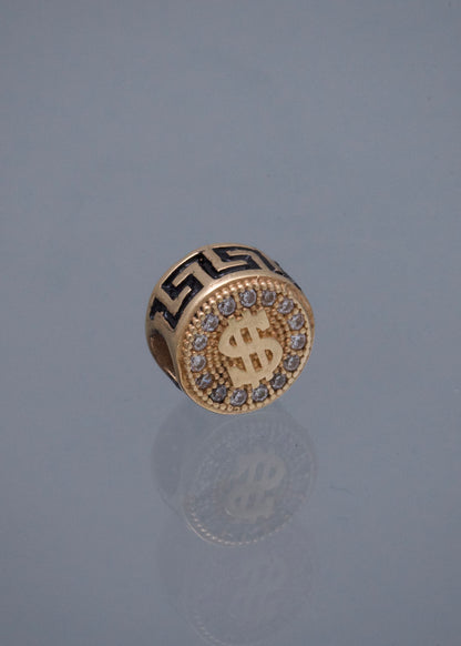 Herraje Signo Peso con Swarovski Blanco 1.7gr / 0.8cm / 8mm — Oro Amarillo