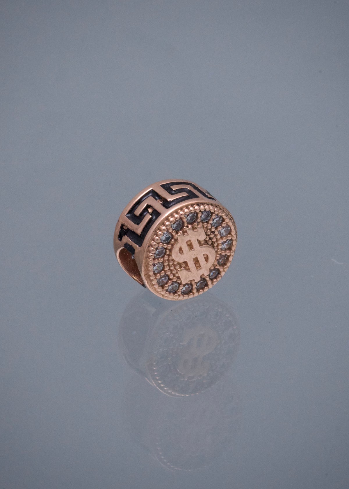 Herraje Signo Peso con Swarovski Blanco 1.6gr / 0.8cm / 8mm — Oro Rosado