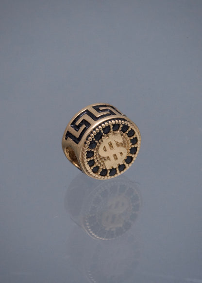 Herraje Signo Peso con Swarovski Negro 1.6gr / 0.8cm / 8mm — Oro Amarillo