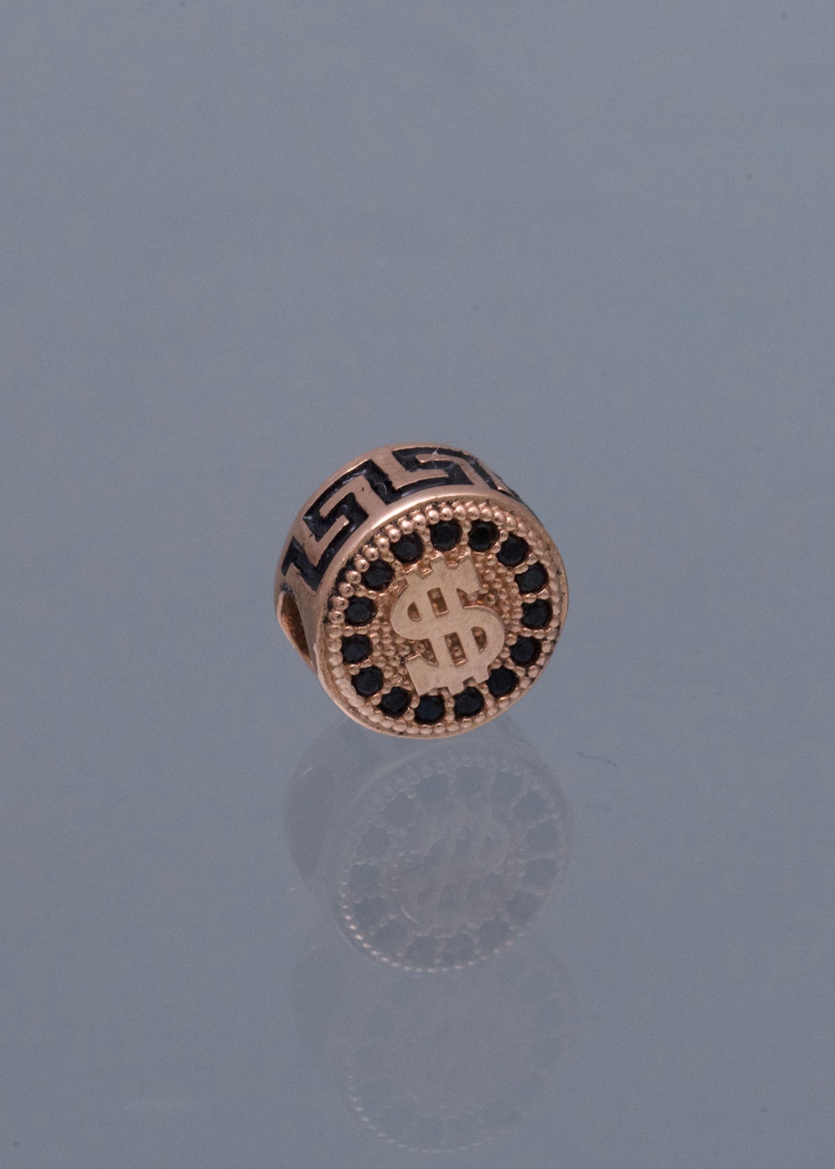 Herraje Signo Peso con Swarovski Negro 1.7gr / 0.8cm / 8mm — Oro Rosado