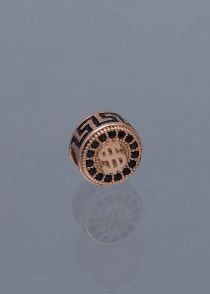 Herraje Signo Peso con Swarovski Negro 1.7gr / 0.8cm / 8mm — Oro Rosado
