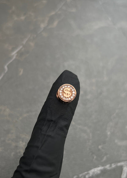 Herraje Signo Peso con Swarovski Blanco 1.6gr / 0.8cm / 8mm — Oro Rosado