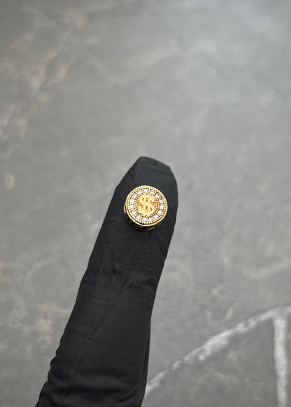 Herraje Signo Peso con Swarovski Blanco 1.7gr / 0.8cm / 8mm — Oro Amarillo