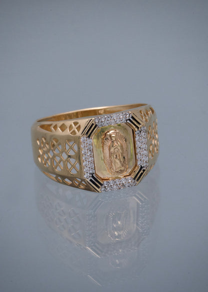 Anillo Guadalupe con Swarovski Blanco 7.5gr / Talla 11 — Oro Amarillo