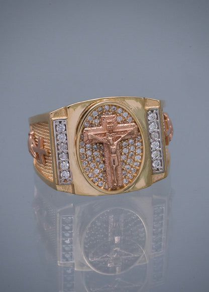 Anillo Cruz con Swarovski Blanco 13.75gr / Talla 11 — Dos Oros
