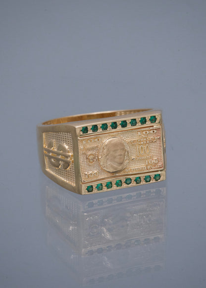 Anillo Dolar con Swarovski Verde 8.1gr / Talla 11 — Oro Amarillo