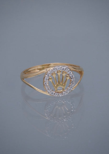Anillo Rx con Swarovski Blanco 1.5gr / Talla 6 3/4 — Oro Amarillo