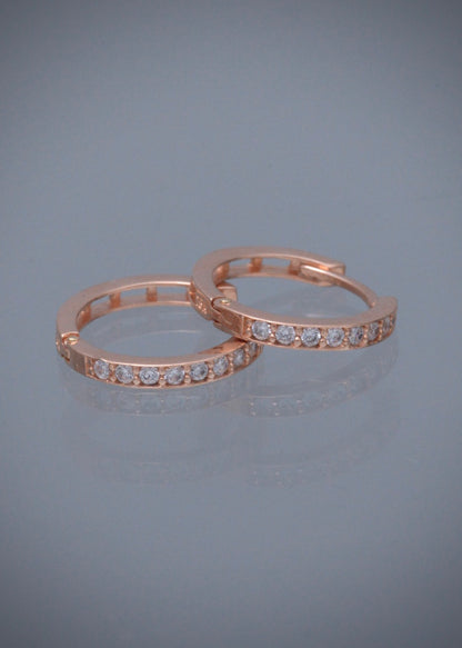 Candongas con Swarovski Blanco 2.1gr / 1.4cm / 2.1mm — Oro Rosado