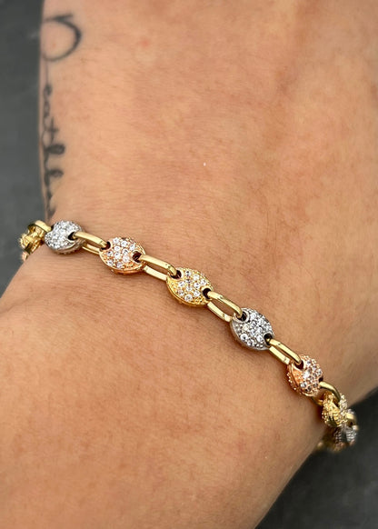 Pulso gc con swarovski blanco 12.7gr / Largo 19.5cm / Tres Oros Nac M