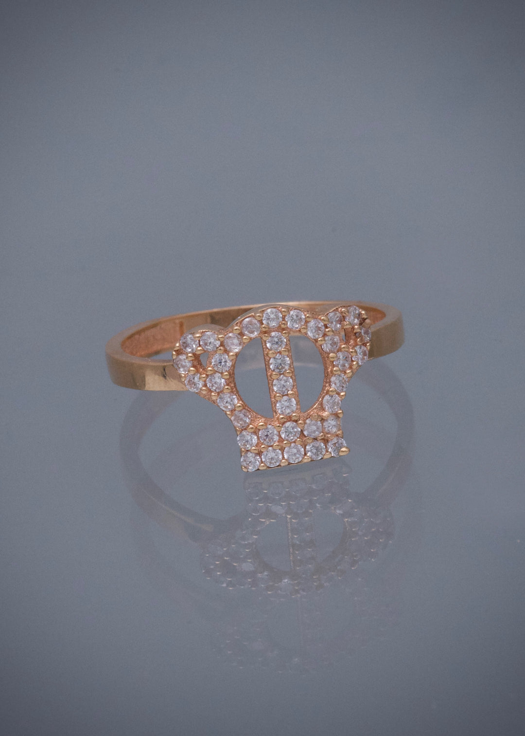 Anillo con swarovski blanco 2gr / Talla 6 1/2 — Oro Rosado