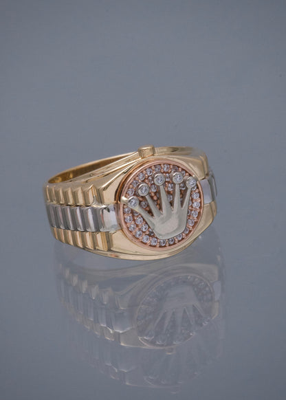 Anillo rx con swarovski blanco 7.15gr / TALLA 8 1/4 / Tres Oros Nac M