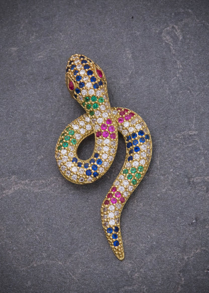 Dije serpiente con swarovski multicolor 3.8gr / Largo 3.5cm / Oro Amarillo Nac M