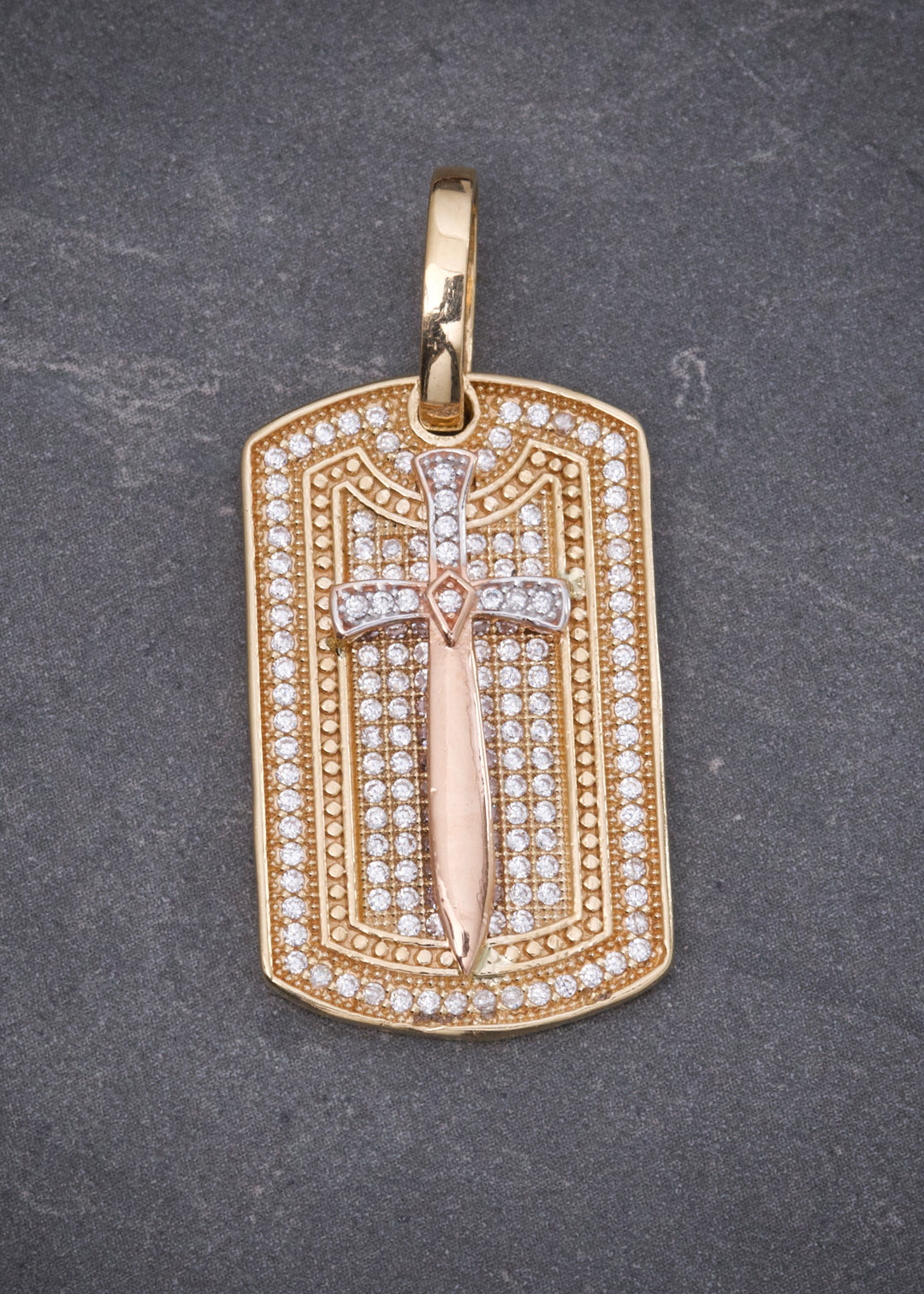 Dije Espada con Swarovski Blanco 6.65gr / 3.8cm / 17mm — Dos Oros