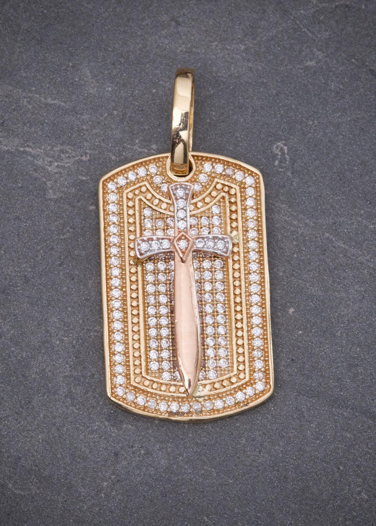 Dije Espada con Swarovski Blanco 6.65gr / 3.8cm / 17mm — Dos Oros