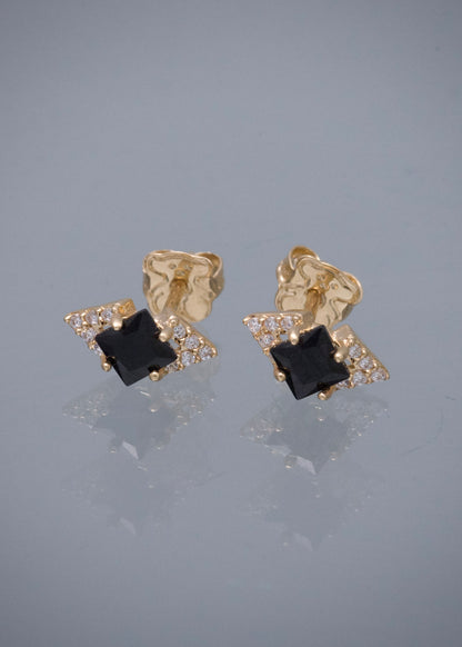Topos con Swarovski Negro y Blanco 1.55gr / 1cm / 5.4mm — Oro Amarillo