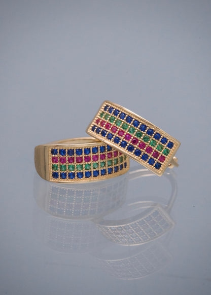 Candongas con Swarovski Multicolor 2.9gr / 1.4cm / 6mm — Oro Amarillo